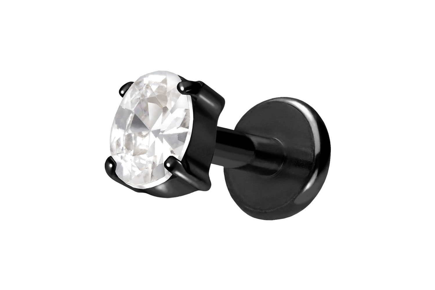 Titan Labret Piercing mit Push Fit EINGEFASSTES KRISTALLOVAL